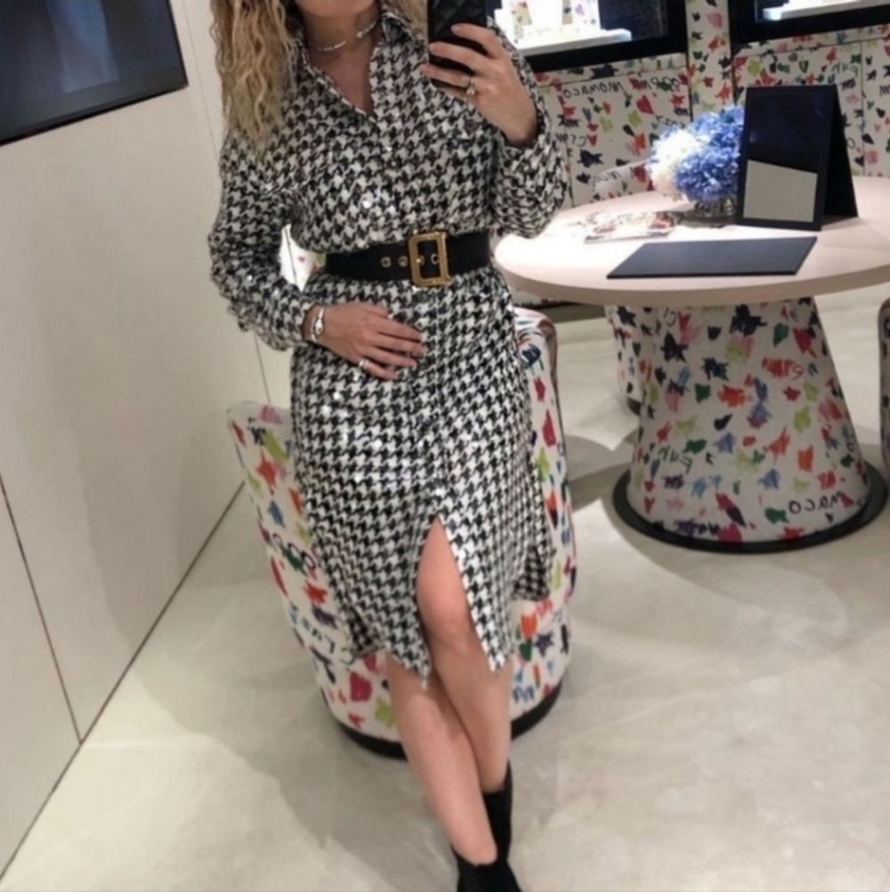 LIMITED EDITION Zara Houndstooth Overshirt, Sze M